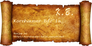 Kornhauser Béla névjegykártya